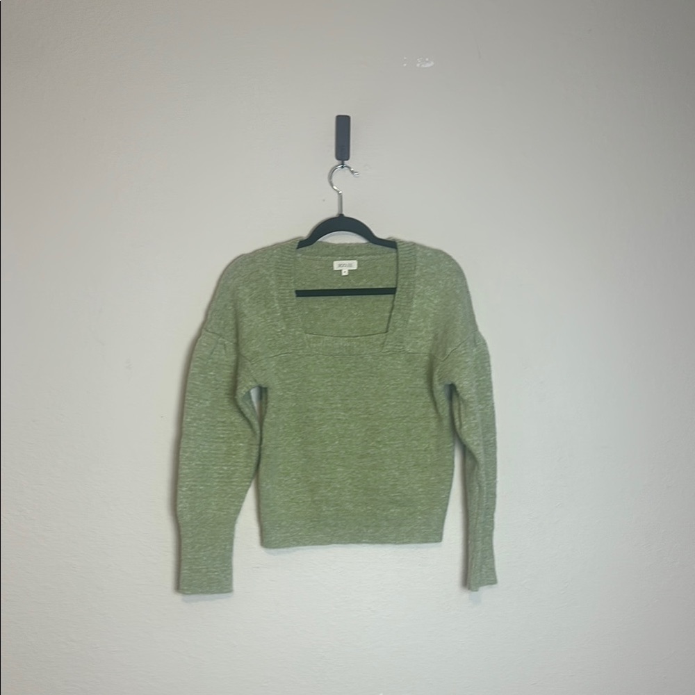 ROOLEE Dear Reader Long Sleeve‎ Cropped Square Neck Sweater Puffy Sleeve